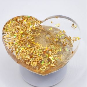 NEW Gold & Clear Heart-Shaped Phone Grip